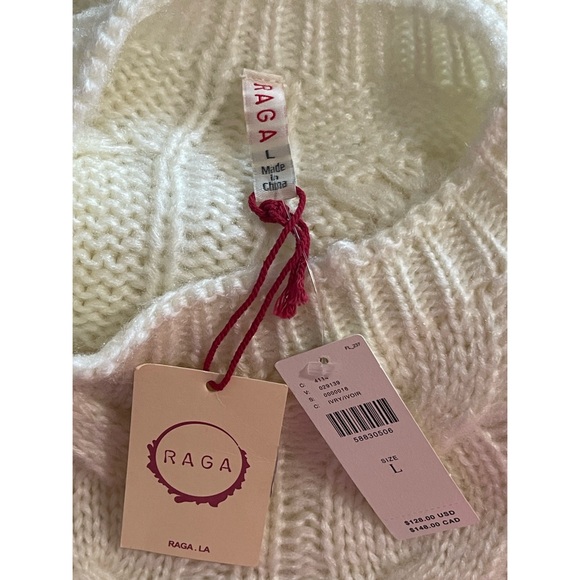 Anthropologie RAGA Kelyn Cropped Cable-Knit Sweater Pullover Ivory NWT SZ L - Picture 9 of 16